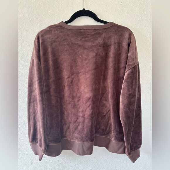 NWT**  J. Crew Velour Crewneck Sweatshirt Deep Chocolate Size M - Picture 5 of 7